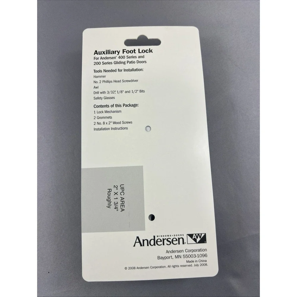 Andersen 200/400 Series Patio Door Foot Lock Set of 5 Brushed Nickel New